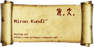 Miron Kunó névjegykártya
